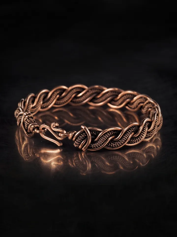 Woven copper wire bracelet Antique style handcrafted copper jewelry Unique gift
