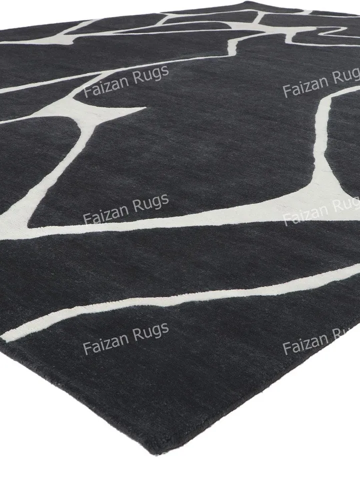 Buy Black & White Hand tufted Contemporary Rug 100% wool carpets for living room, bed room, kids room in any size 9x12,8x10,6x9