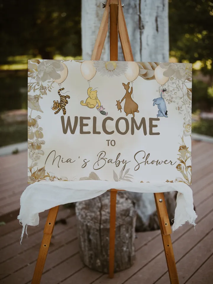 Welcome Banner Winnie the Pooh Baby Shower; Winnie Pooh Baby Shower; Editable Welcome Banner; Baby Shower Decoration Winnie Pooh Wb12
