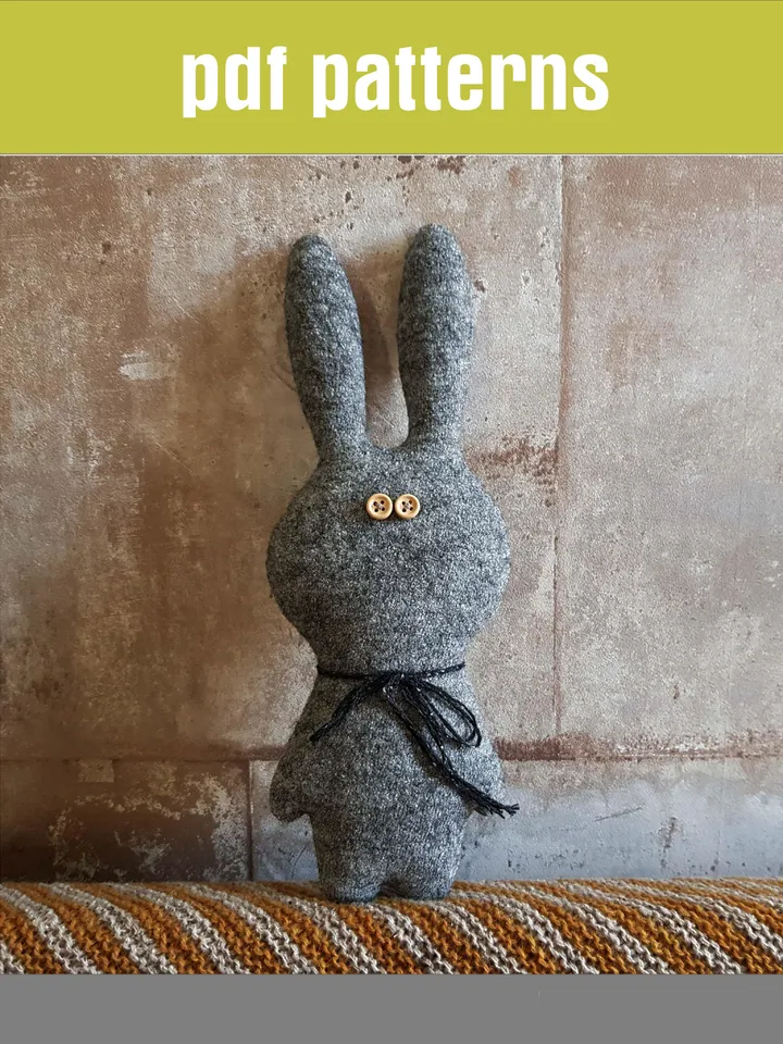 Rabbit Sewing Pattern pdf, digital tutorial in english, stuffed animal diy