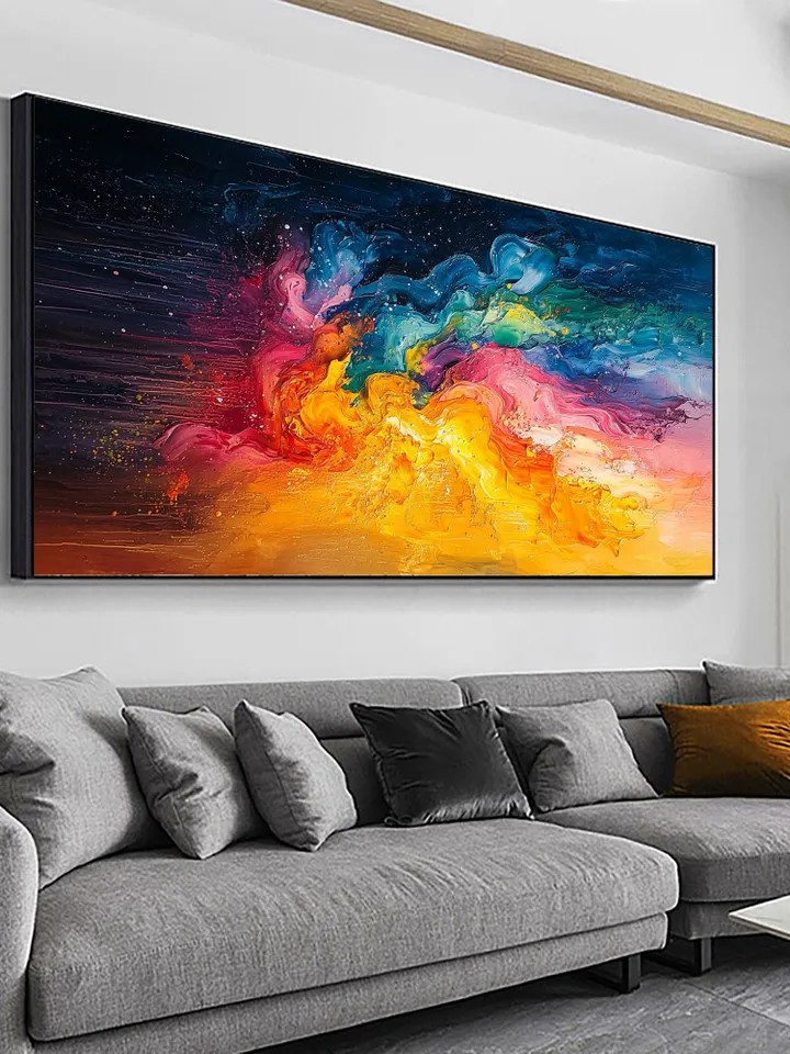 Original Colorful Universe Oil Painting On Canvas, Large Wall Art, Abstract Colorfully Painting, Custom Painting, Living room Wall Decor