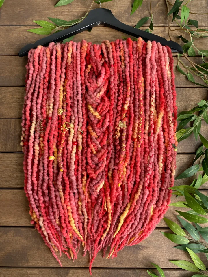 Red mix yellow Wool De dreadlocks ready to ship ♥️✨