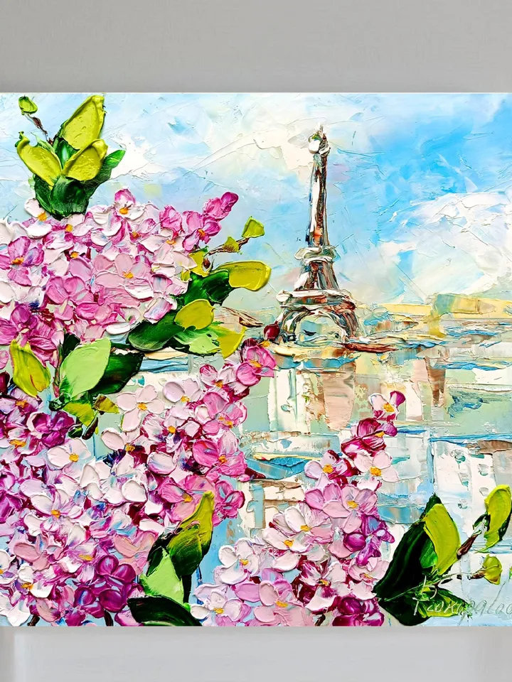 Paris Painting France Cityscape Original Canvas Art Eiffel Tower Impasto Artwork Travel Gifts Personalized Gifts by ArtProkopaloSv