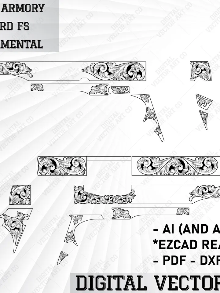 Rock Island Armory GI STANDARD FS Scroll Ornamental Design | Laser Engraving | Scroll Engraving | Custom Artwork