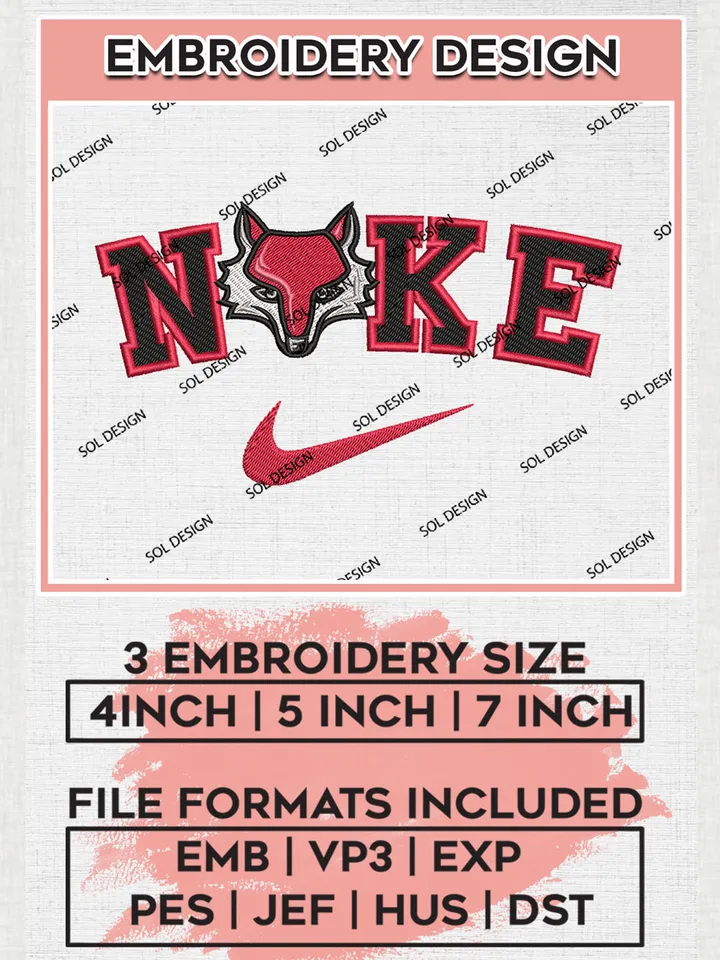 Nike Marist Red Foxes Machine Embroidery Design, NCAA Marist Red Foxes Embroidery Design files, NCAA Embroidery Designs, NCAA Machine Embroidery Designs, Digital Download