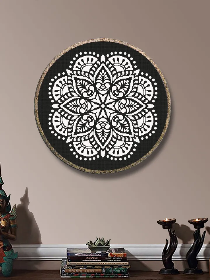 Mandala cross stitch pattern download PDF Flower mandala digital Beginner stitch Monochrome cross stitch Simple modern xstitch chart #M172