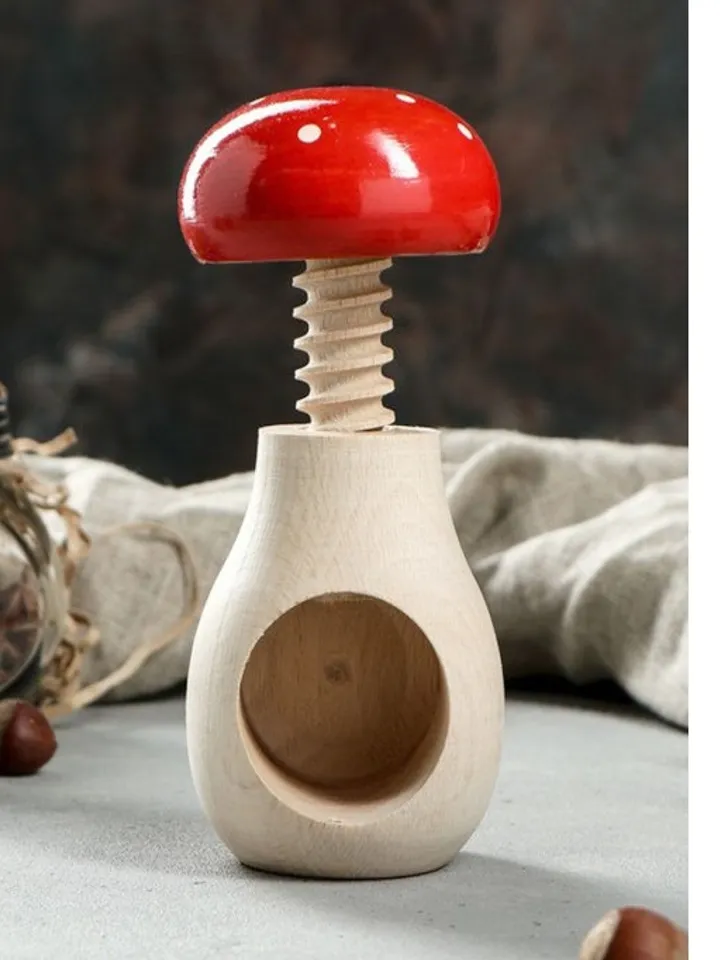 Montessori wooden toy, Wooden mushroom fly agaric, Natural learning toy