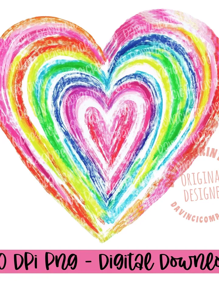 Valentines Day png Sublimation, Valentines heart printable, colorful rainbow heart digital, Valentines love clipart, Happy Valentines day