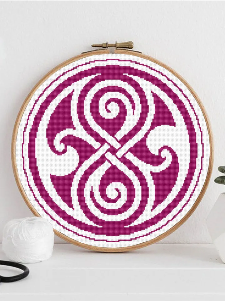 Celtic ornament cross stitch pattern download PDF, Monochrome mandala cross stitch chart, Celtic hourglass cross stitch, DIY Home decor #M21