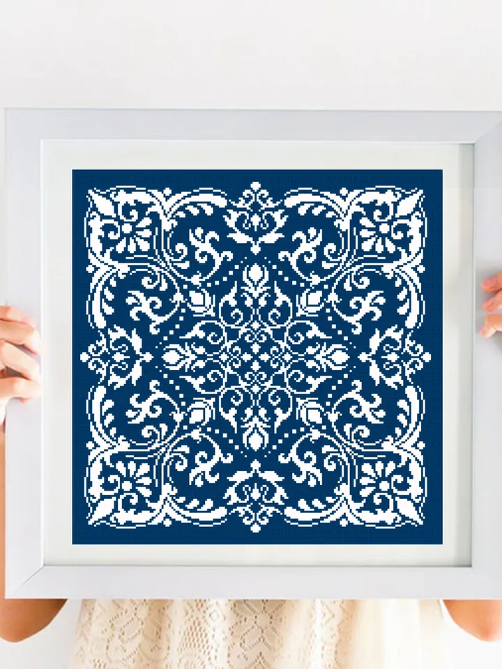 Vintage mandala cross stitch pattern PDF download Square ornament cross stitch chart, Victorian gothic mandala, Vintage pattern PDF #M206