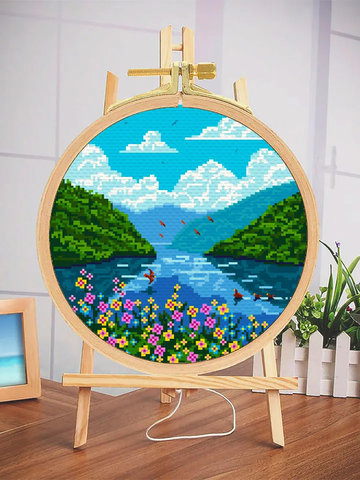 Nature cross stitch pattern download PDF Summer landscape cross stitch Flowers xstitch chart National park digital DIY Home decor nature #L8