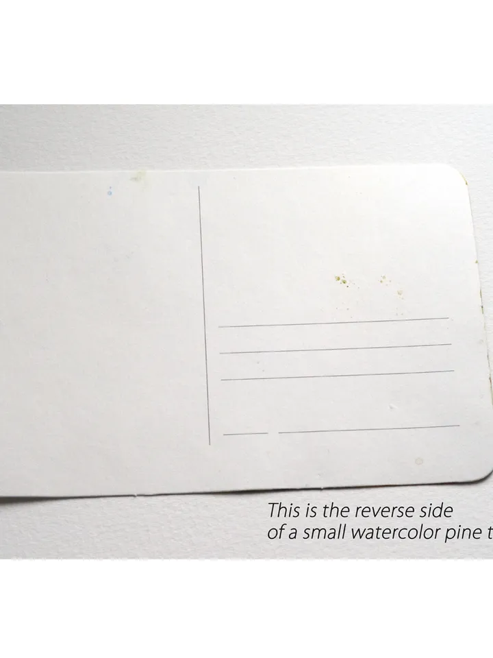 Small watercolor landscape Original postcard Spruce painting