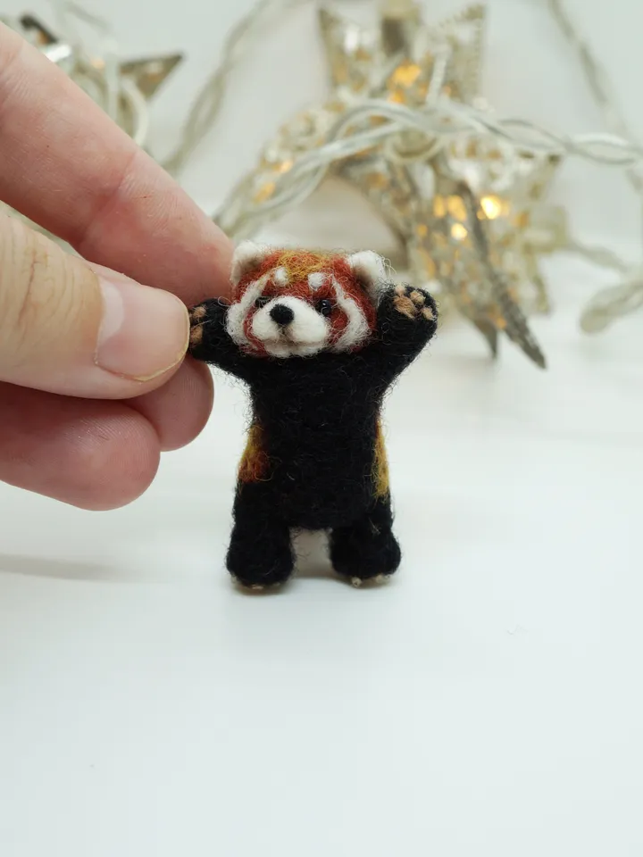 Bao Bei the fire fox, miniature needle felted red panda, made to order