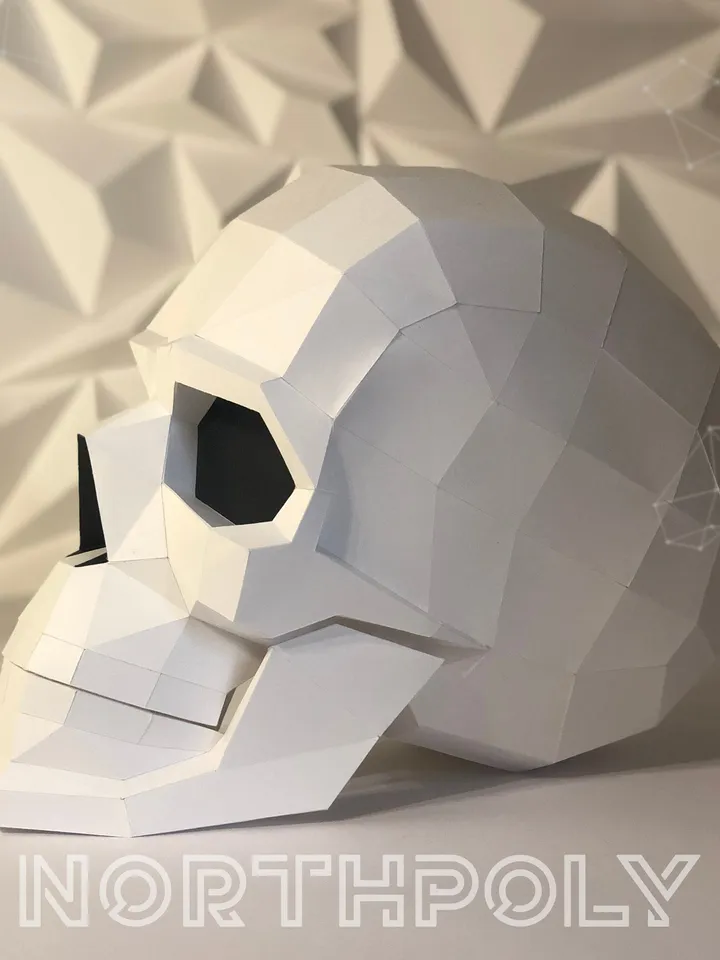 Skull Papercraft, Digital Template, PDF Download, Gurko, 3D Low Poly, Pepakura, DIY Origami Sculpture, Paper Decor, DIY Gift