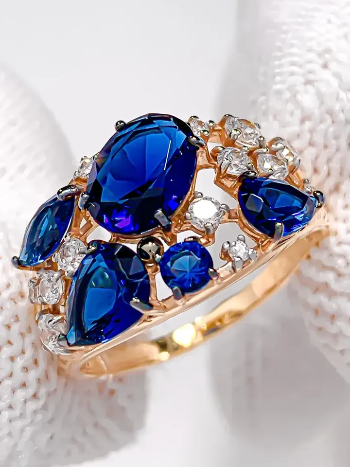 Ring Silver 925 with corundum and sapphire