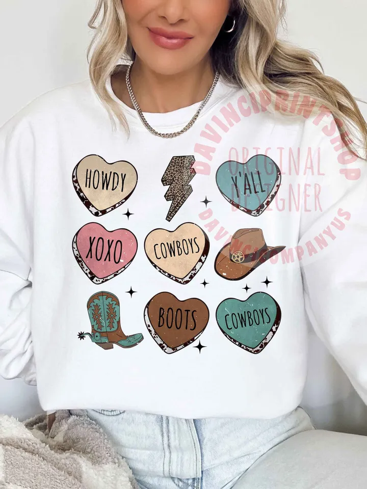 Valentines Candy Heart Png, Western Valentines Png, Retro Valentine Png, Valentines png, Western Sublimation Design, Sublimation design, png