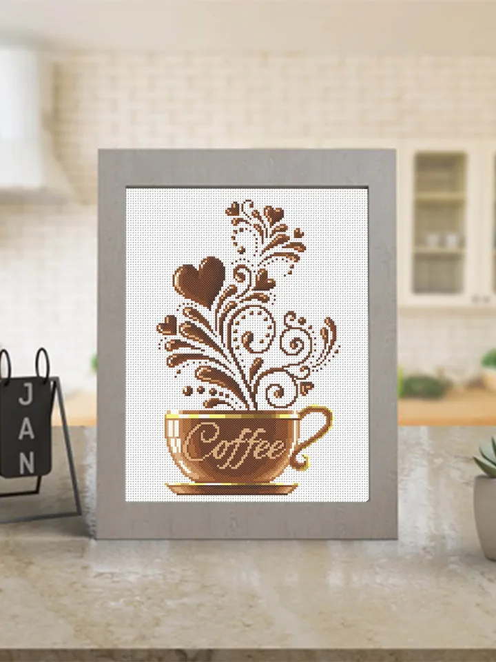 Coffee cross stitch pattern modern, Kitchen cross stitch, Cute cross stitch, Funny cross stitch, Awesome pattern, Instant download PDF #F1