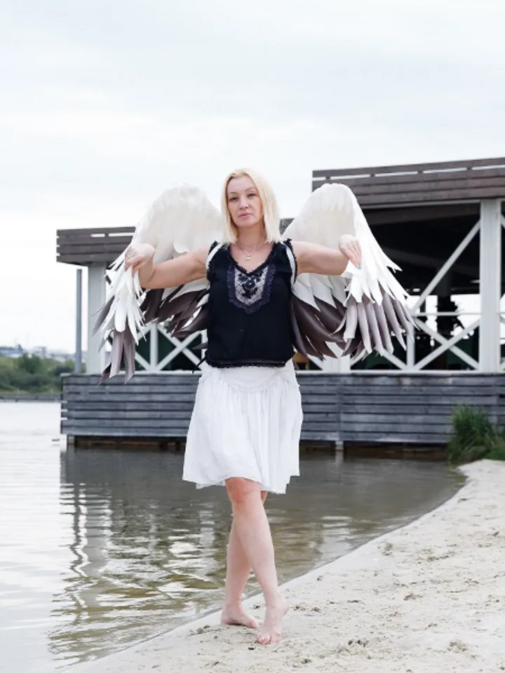 Bridal White Wings costume, Wedding Angel Wings, Cosplay costume, Maternity Pregnancy photoshoot, Stork wings dance