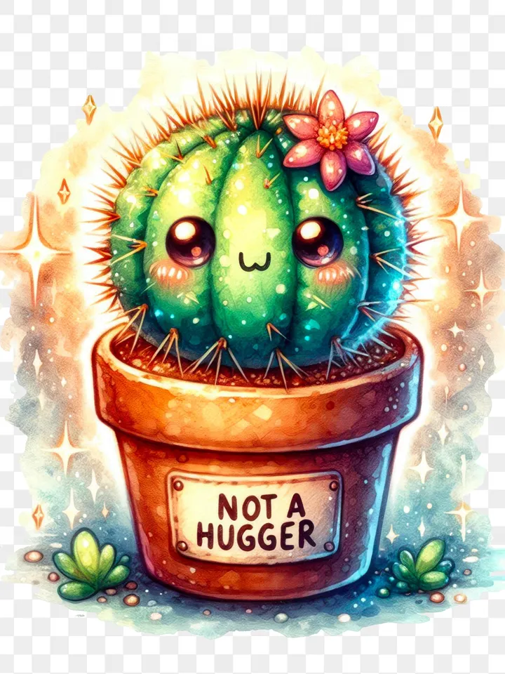 Not a Hugger Clipart, Funny Cactus Sublimation PNG, Snarky Tshirt Design File, Sublimate Shirt Design, Glass Jar Wrap, Cactus Tumbler Wrap