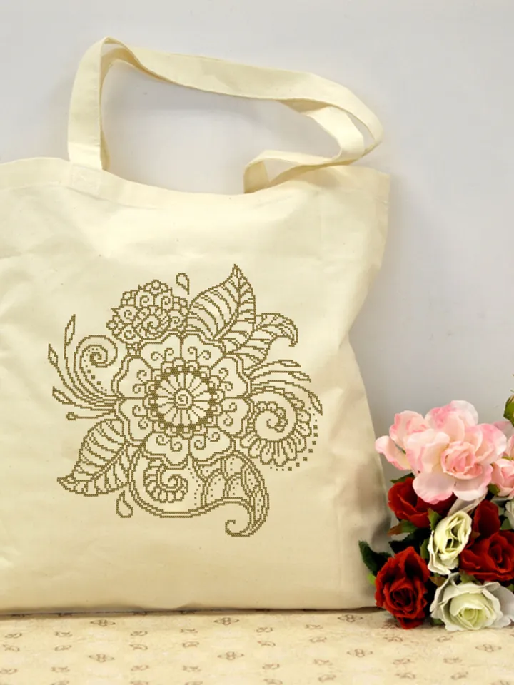 Flower mandala cross stitch pattern download PDF, Monochrome embroidery beginner, Mandala digital PDF, Floral ornament cross stitch #M186