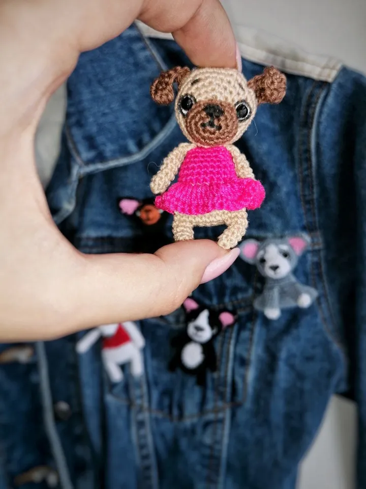 PDF Crochet Dogs Brooches SET Pattern: Bull Terrier , Pug, Siberian Husky, Pinscher, Bulldog, Amigurumi dog, Crochet Animal Pattern