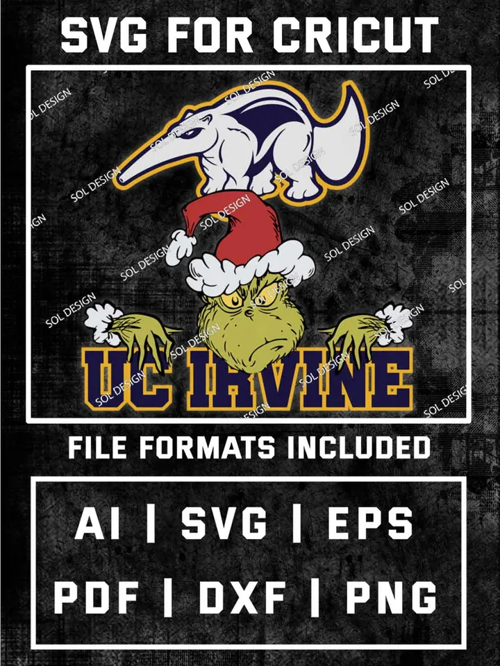Grinch UC Irvine Anteaters SVG, NCAA SVG Design, NCAA UC Irvine Anteaters SVG, NCAA Anteaters Cricut, Christmas Svg, Grinch svg, Digital Download