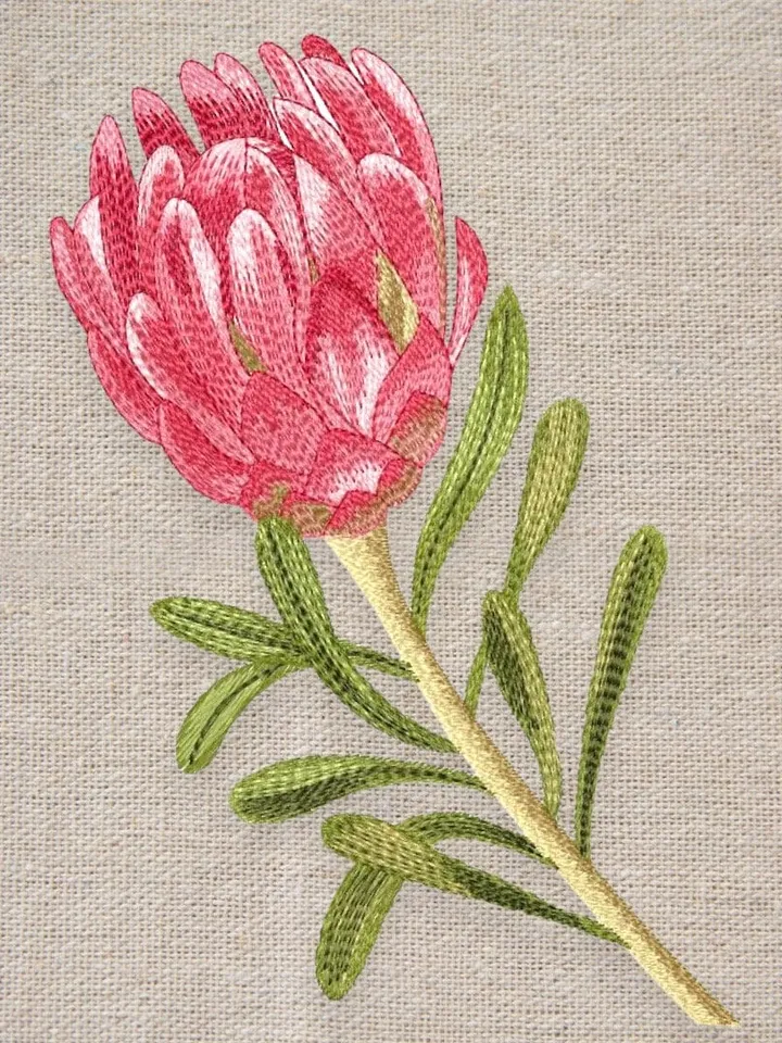 Protea set artistic machine embroidery design digital embroidery pattern home and clothing décor embroidery motif floral design flower