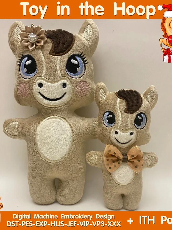 ITH Cute Horse toy soft stuffed in the Hoop Digital Design for Machine Embroidery