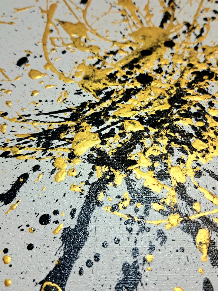 Painting with gold paint "Oil (Petroleum)" abstract black with gold contemporary art