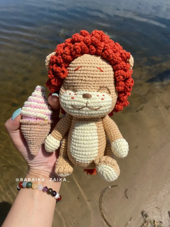 PDF Crochet Pattern Baby Lion and Ice Cream Amigurumi lion pattern Crochet ice cream Cute lion pattern Amigurumi animal Crochet animal