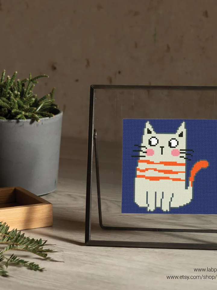 Bundle Cat 5 Cross stitch patterns, contemporary, Pet, Animal, Abstract, beginner counted, digital PDF, gift DIY, embroidery, instant PDF