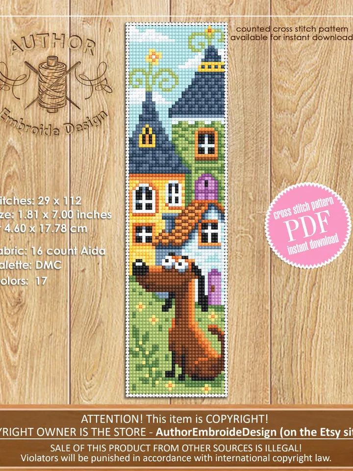 Dog bookmark set cross stitch pattern PDF download Pet cross stitch chart, Animal bookmark pattern digital PDF, Dog lover bookmark #B468