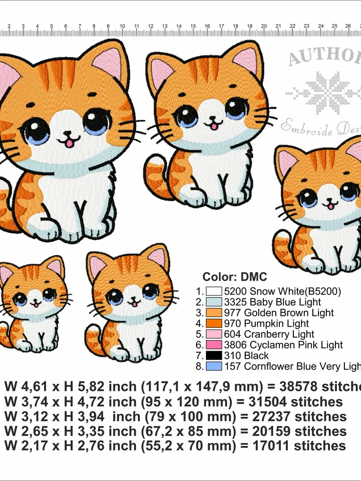 Cat embroidery designs Machine embroidery pattern 5 size, Embroidery files cat, Cute kitty for baby embroidery, Cat lover gift #R25