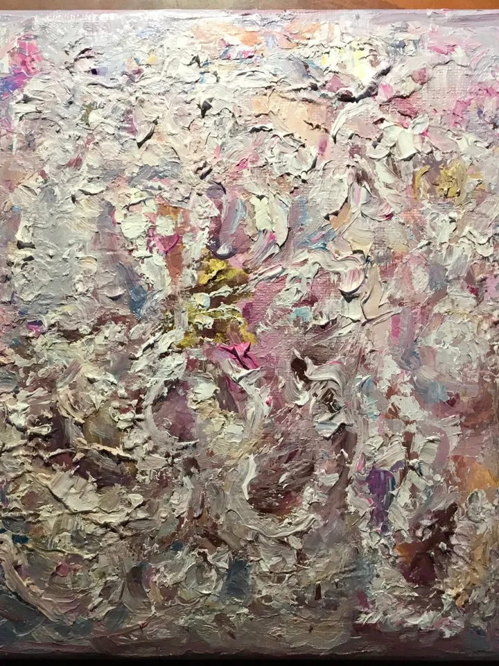 White abstract flower original oil impasto style textured painting,flowers oil painting,small canvas painting wall decoration ,unique gifts