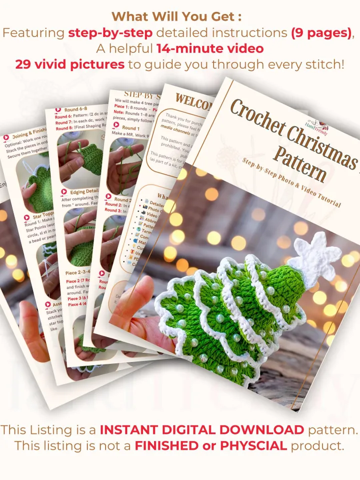 Crochet Christmas Tree Pattern, Beginner-Friendly Amigurumi Decor for DIY Holiday Decorations and Festive Gift Ideas