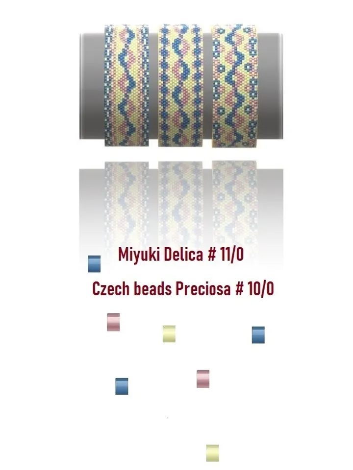 Cuff Bracelet Even Count Peyote Stitch Bead Patterns Bracelet, Miyuki Delica, Czech beads Preciosa, Instant Download