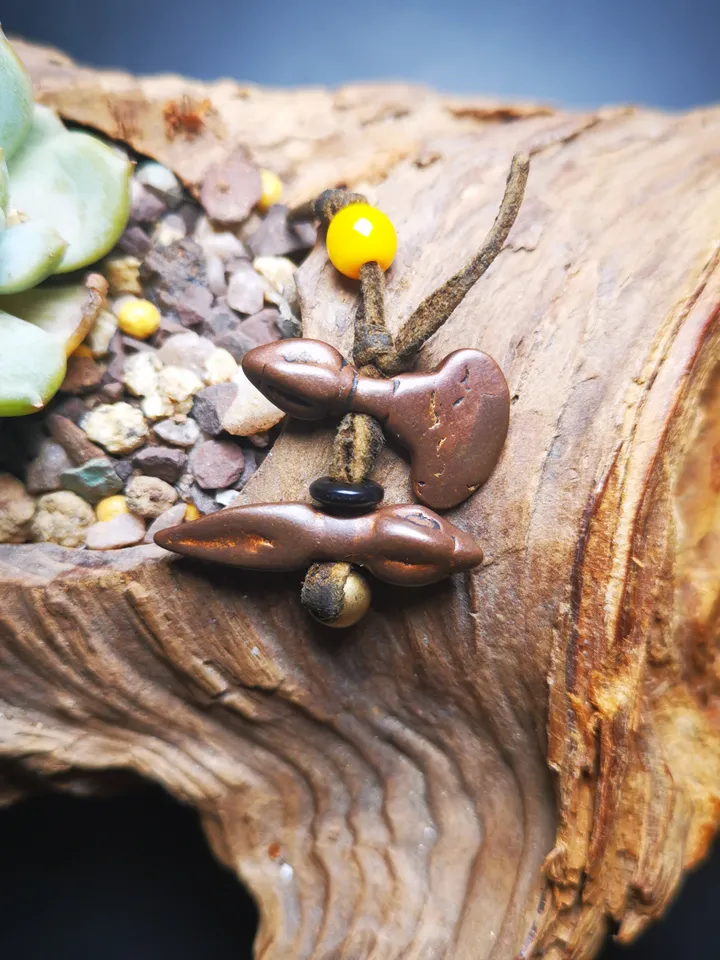 Gandhanra Antique Tibetan Amulet,Mini Kartika(knife of the dakinis) and Kila(Dorje Phurba), for Mala Prayer Beads, 50 Years Old.