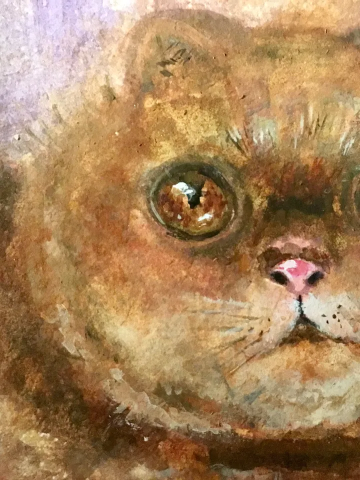 Fat cat original watercolour painting,persian cat painting fluffy red cat watercolour painting,unique handmade gift for cat lovers.