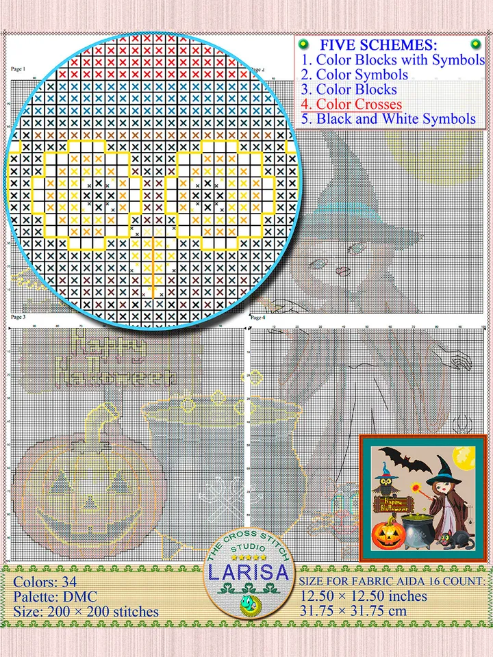 Happy Halloween Cross Stitch Pattern | Halloween Collage