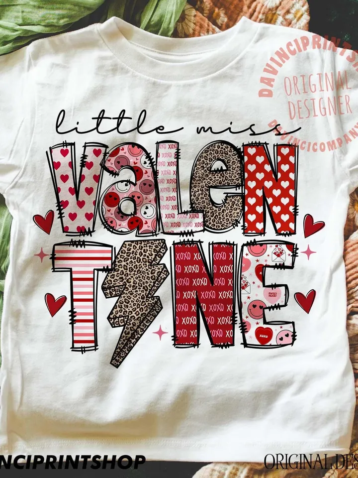 Little Miss valentine png, Happy valentine's png, Valentine's Day png, Love png, Pink Loved Baby girl shirt Daughter clipart files download