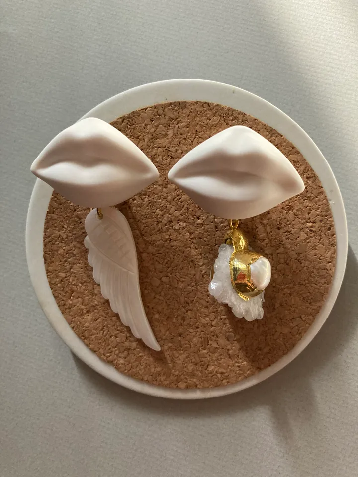 Earrings English biscuit porcelain