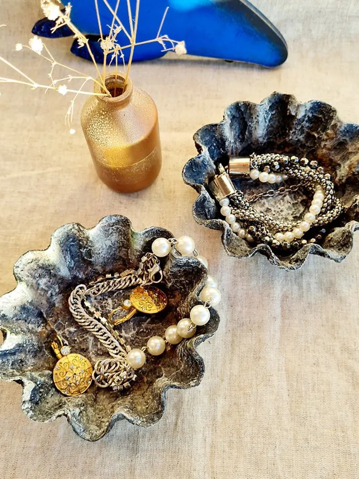 Gray trinket dish Set of 3 jewelry dish Jewelry storage Decor tray Ring tray
