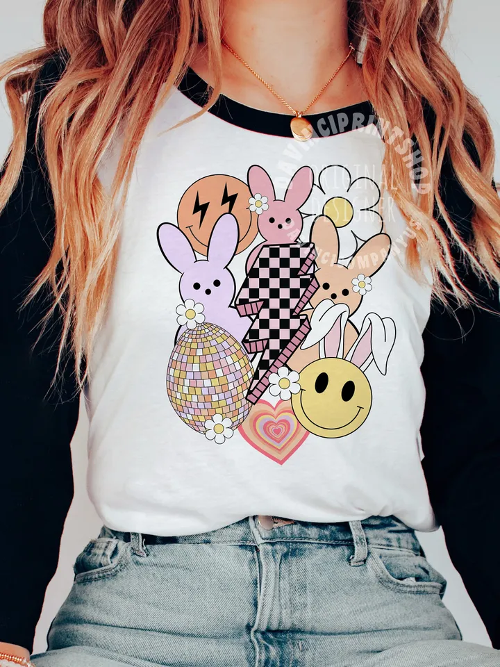 Retro Easter png, Easter bunny png, Easter sublimation design, groovy easter png, bunny png, easter lightning bolt, easter shirt, png files