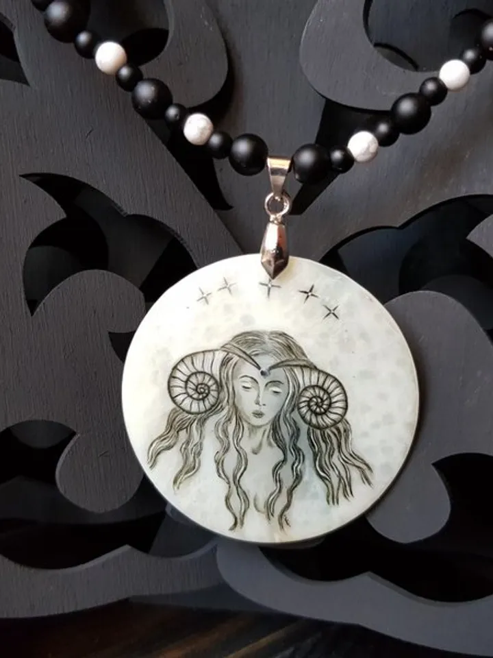 Fairy necklace. Miniature painting of fairy on mother of pearl pendant