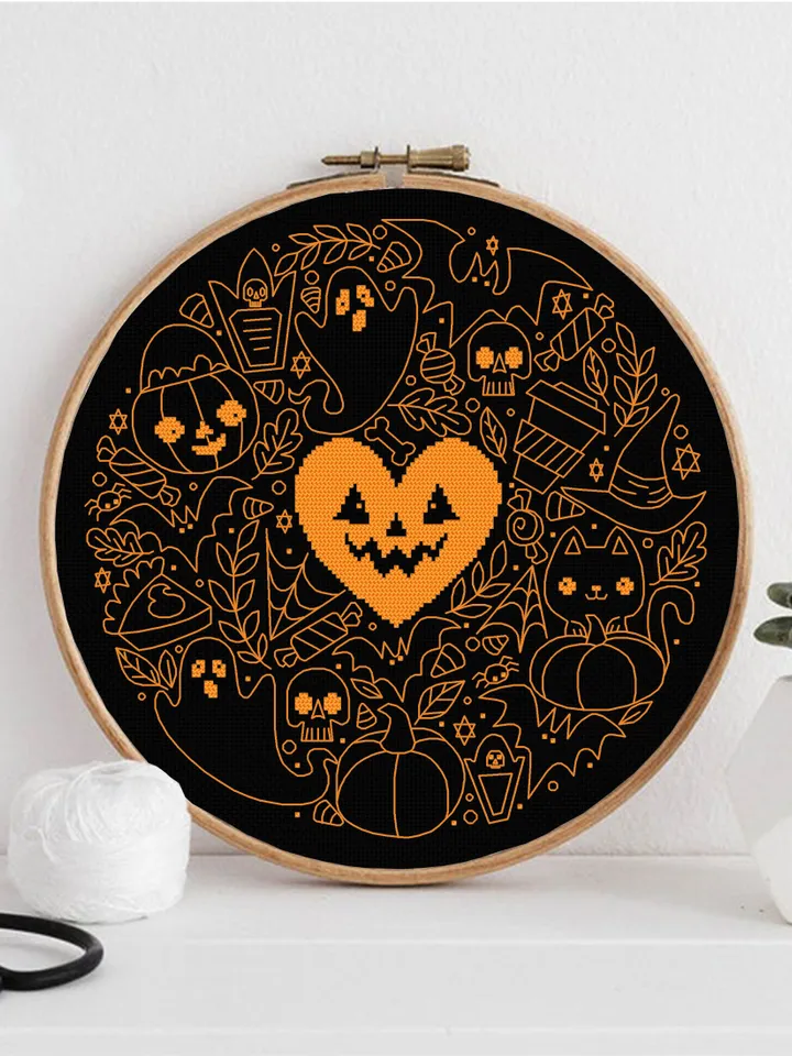 Halloween cross stitch pattern PDF download Halloween digital for hand embroidery PDF, Halloween sampler cross stitch, Backstitch chart #H58