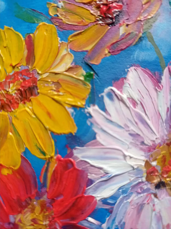 Vibrant colorful flowers Original Painting Flowers Art Oil Painting Original Art Floral Oil Art, Spring Art ,Flower Wall art impasto