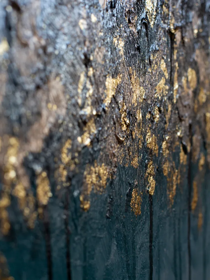 3D Abstract Forest Painting Acrylic on MDF Art Board - 40x30 cm | Handmade Artwork | Golden trees wall art