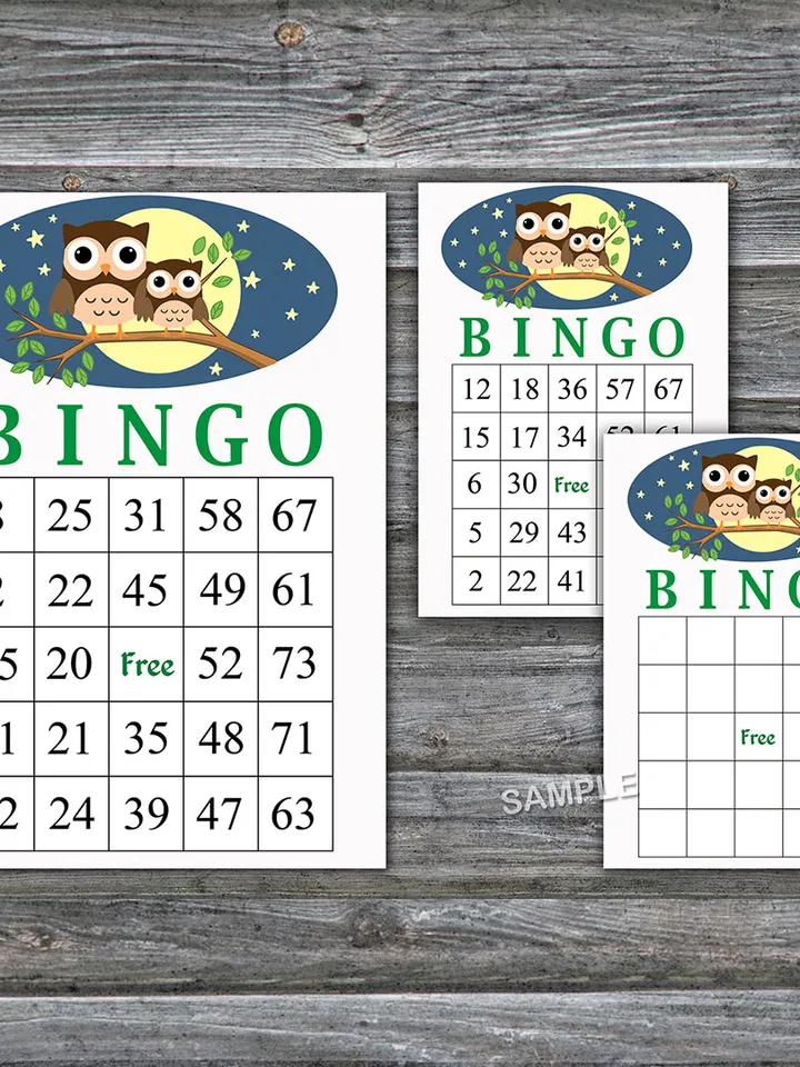 Owl bingo cards,Owl bingo game,Owl Printable bingo cards,60 Bingo Cards,INSTANT DOWNLOAD--365