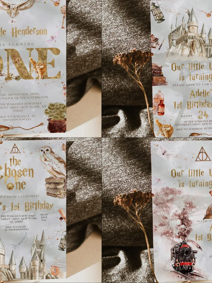 The Chosen One Big Bundle; Wizard Birthday Party Bundle Templates; Magic School Birthday Party Template; Editable Wizard Party Template; W8