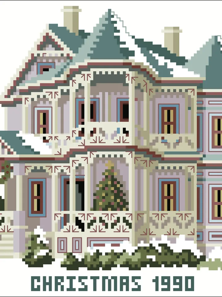 Vintage Cross Stitch Pattern Victorian House Counted Digital Download PDF